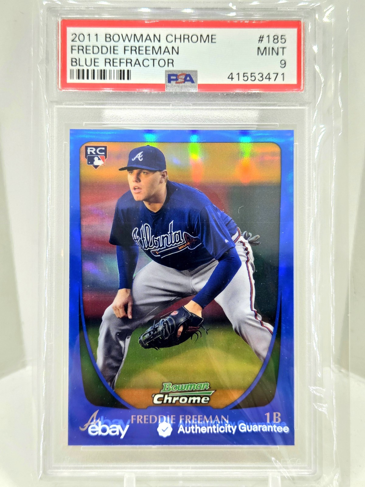 2011 Bowman Chrome Freddie Freeman Blue Refractor 134/150 ROOKIE PSA MINT 9 RC