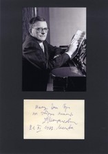 RUSSIAN COMPOSER Dimitri Shostakovich autograph, signed card mounted
