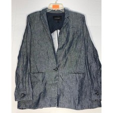 Banana Republic Womens Blue Linen One Button Blazer Jacket Size 6 402079-01