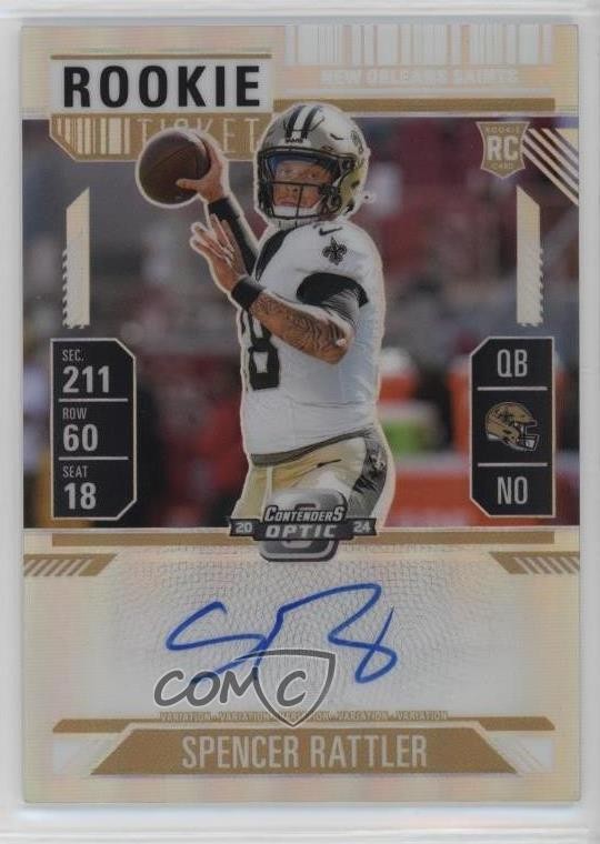 2024 Panini Contenders Optic Silver Prizm Spencer Rattler #116 Auto 1m00