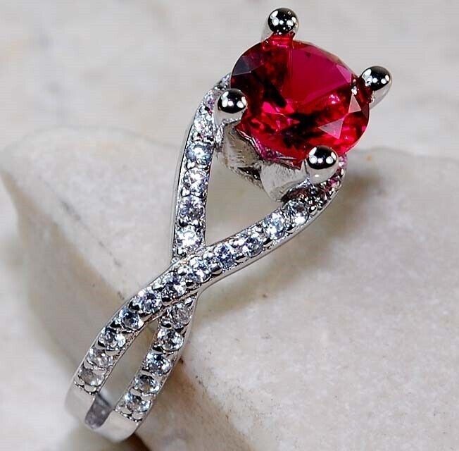 3CT Heat Treated Rubellite Tourmaline 925 Sterling Silver Ring Sz 8 U4-5