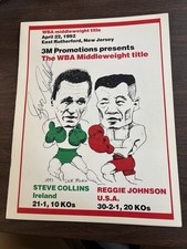 AUTOGRAPHED Steve Collins Reggie Johnson Fight Program April 22,1992