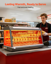 3-Tier Food Warmer Display 180L Commercial Steam Cabinet 1600W LED