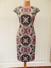 Image of TED BAKER CAMBREE MULTI GEO FLORAL 50'S PENCIL MIDI DRESS 14 (SIZE 4) £149 BNWT