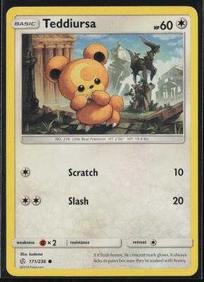 Teddiursa 171/236 Pokemon Cosmic Eclipse Common Lightly Played