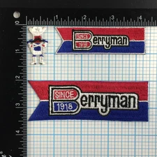 VINTAGE SET OF 3 BERRYMAN PRODUCTS MASCOT AND LOGO IRON ON PATCHES A5