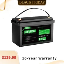 HQST 12 Volt 100Ah LiFePO4 Lithium Iron Phosphate Battery, Series and Parallel