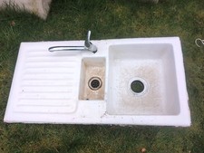 White Ceramic Kitchen Sink 1.5 Bowl