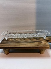 Vintage Pressed Glass Serving Dish Cracker Ho...