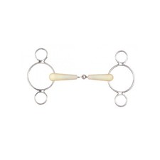 HAPPY MOUTH Jointed 2-Ring Gag Horse Bit with Stainless Steel Rings 452955SS