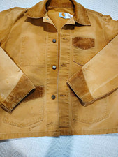Vintage Carhartt Men s Brown Brush Chore Jacket Button Front Corduroy Collar