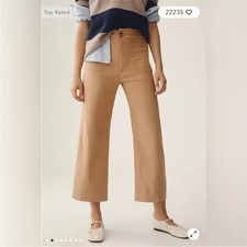 NWT Anthropologie Maeve The Colette Cropped Wide-Leg Pants Size 29 Sand 8G510