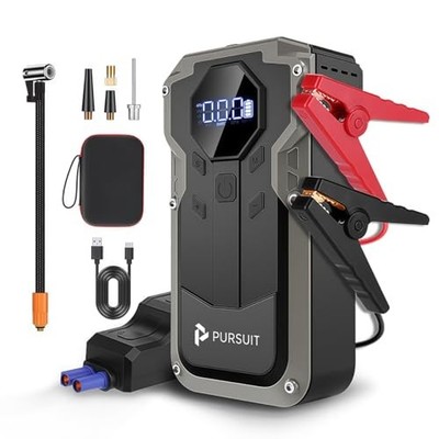 PURSUIT UMP STARTER AIR COMPRESSOR 2000A 8L GAS/6L DIESEL LCD DISPLAY - BLACK
