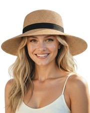 Sun Hats for Women UV Protection, Packable Wide Brim Straw Hat for Men Beach ...