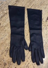 Vintage Womens Size S 6.5 Blue Nylon Formal 14" Long Gloves Slight Sheen