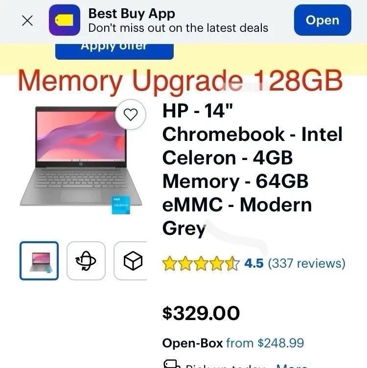 HP 14"HD Intel N200 BEATS CELERON 1.8GHz UHD Graphics 4GB RAM 128GB SSD LAST ONE - Image 3 of 4