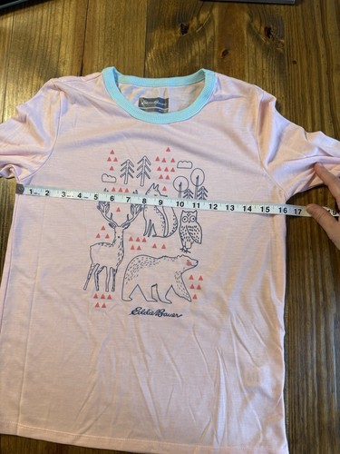 Eddie Bauer Kids Large (14/16) Shirt Pajama Pink Girl Woodland Animals - Picture 5 of 8