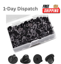 SXDMHYB 100 Pcs Rubber Butterfly Clutch Backings for Pins Brooch Badge Black