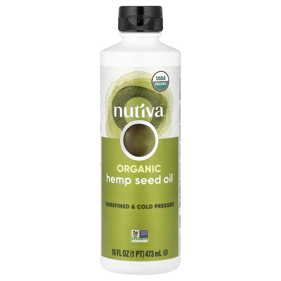 Nutiva Organic Hemp Oil Cold Pressed 16 fl oz 473 ml BPA-Free, Dairy-Free,