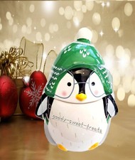 New Penguin Ceramic Cookie Jar Filled With Biscuits Novelty Christmas Gift