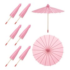 6 Pcs Paper Umbrellas ,8" Paper Parasol Umbrella for Craft,Pink