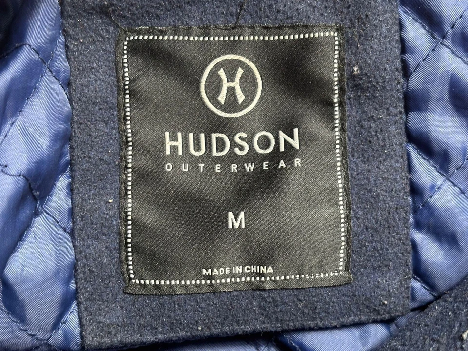 Chaqueta Hudson Outerwear Para Hombre Mediana Azul Marino Universitario Letterman Chenille 1990 Panda Foto 3 de 4