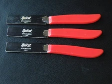 Lot of 3 Vintage QUIKUT Stainless PARING Knife RED Plastic HANDLES New OLD Stock