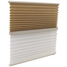 RecPro RV Day Night Window Shade White/Linen Beige Blackout Stitchbond- USA Made