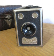 O Balda Rollbox Camera w/ Leather Case and Remote Cable Thread, 1930s
