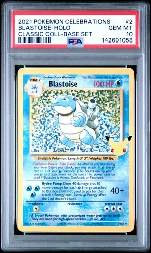 2021 POKEMON CELEBRATIONS CLASSIC COLL #2 BLASTOISE-HOLO PSA 10