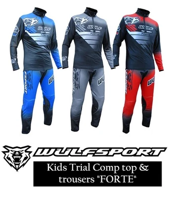 Kids motocross trial kit Wulfsport Forte top & trousers motorbike MX age 5-13