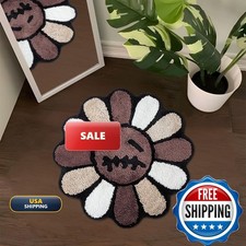 Shovagy ZA-0095 Trippy Happy Face Bath Mat 2FT Brown Bathroom Rug Non Slip