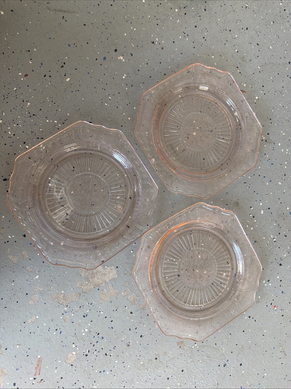 Depression Glass China Set Of 3 Dinner Plates