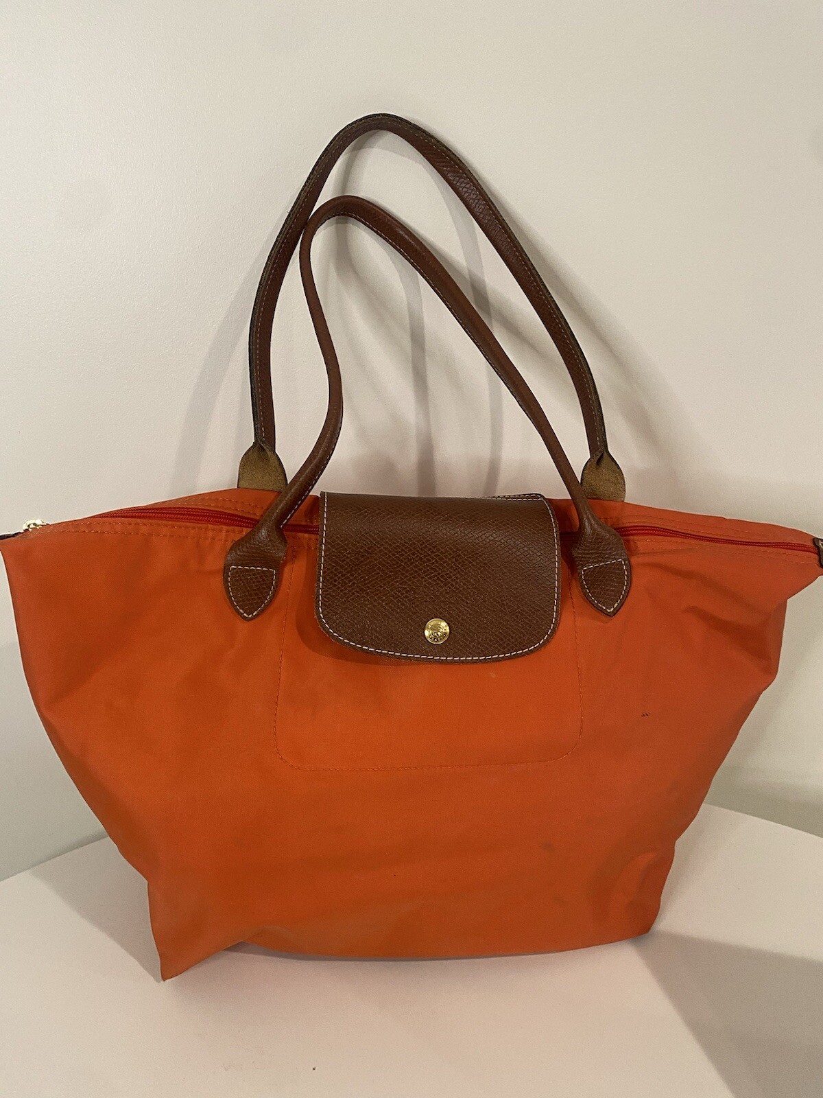 Women's Longchamp le pliage Shoulder Bag / Medium - orange