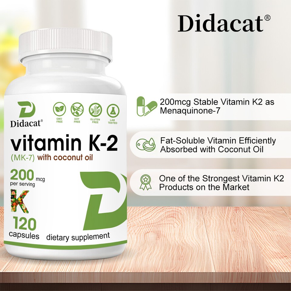 K2 Information Vitamin K2 (MK-7) 200mcg, Coconut Oil | Bone, Joint, & Immune Support ...