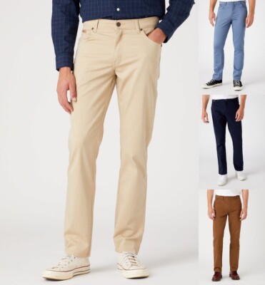 Wrangler Mens Jeans TEXAS SLIM Soft Fabric Stretch Regular Taper Leg Chino Pants
