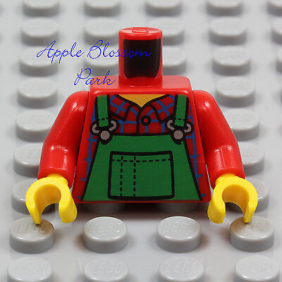 Lego New Red Torso Plaid Flannel Shirt with Collar 5 Buttons Pattern Piece