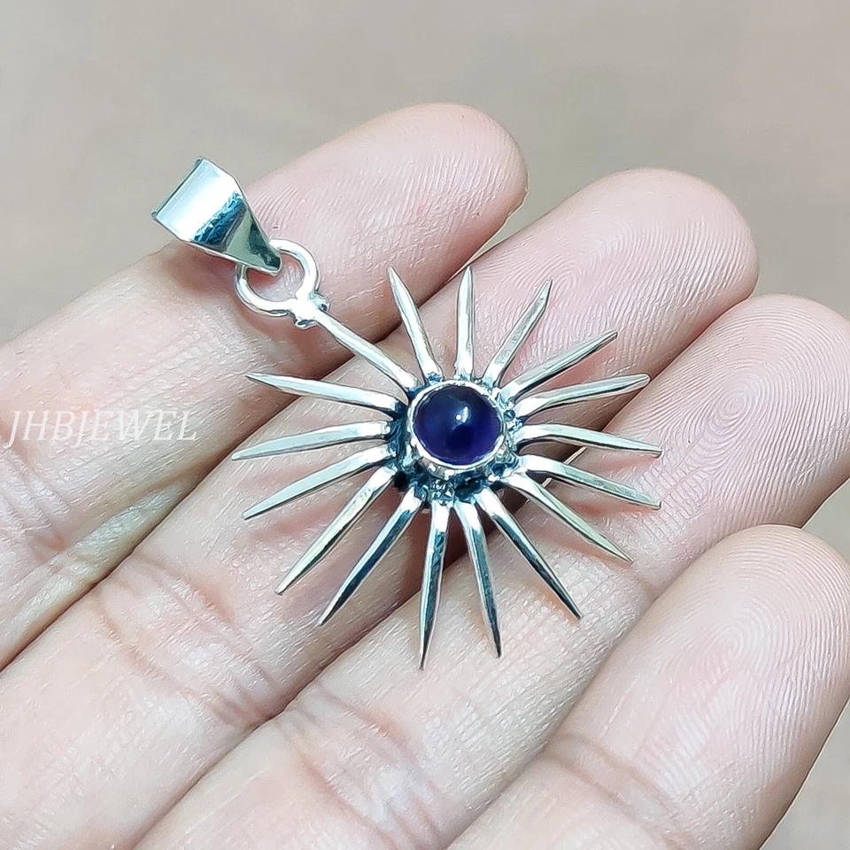 Colgante de plata de ley 925 con piedras preciosas de amatista africana púrpura joyería para mujer Foto 2 de 4
