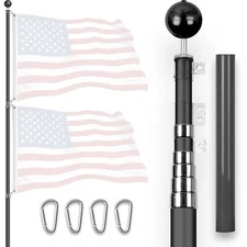 20Ft Telescoping Flagpole Aluminum Black | Flag NOT Included by G128