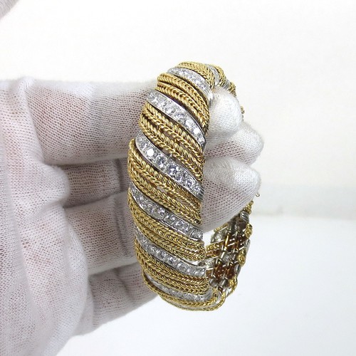 Rare Sterle Paris 12.50ct Diamond & 18K White & Yellow Rope Design Bracelet - 第 6/8 張圖片