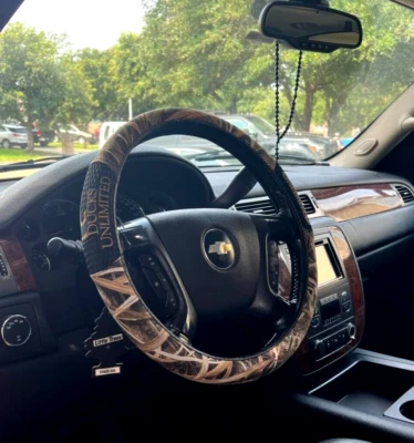 Ducks Unlimited Camo Steering Wheel Cover Black/Shadow Grass Blades Hunting Gift