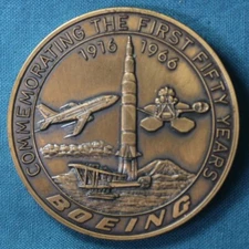 1966 Boeing First 50 Years Commemoration Employees Coin Club Medallion