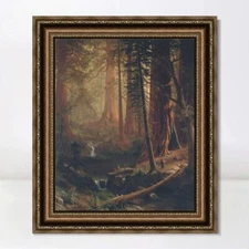 Framed Canvas Giant Redwood Trees of California 1874 by Albert Bierstadt 24"x32"
