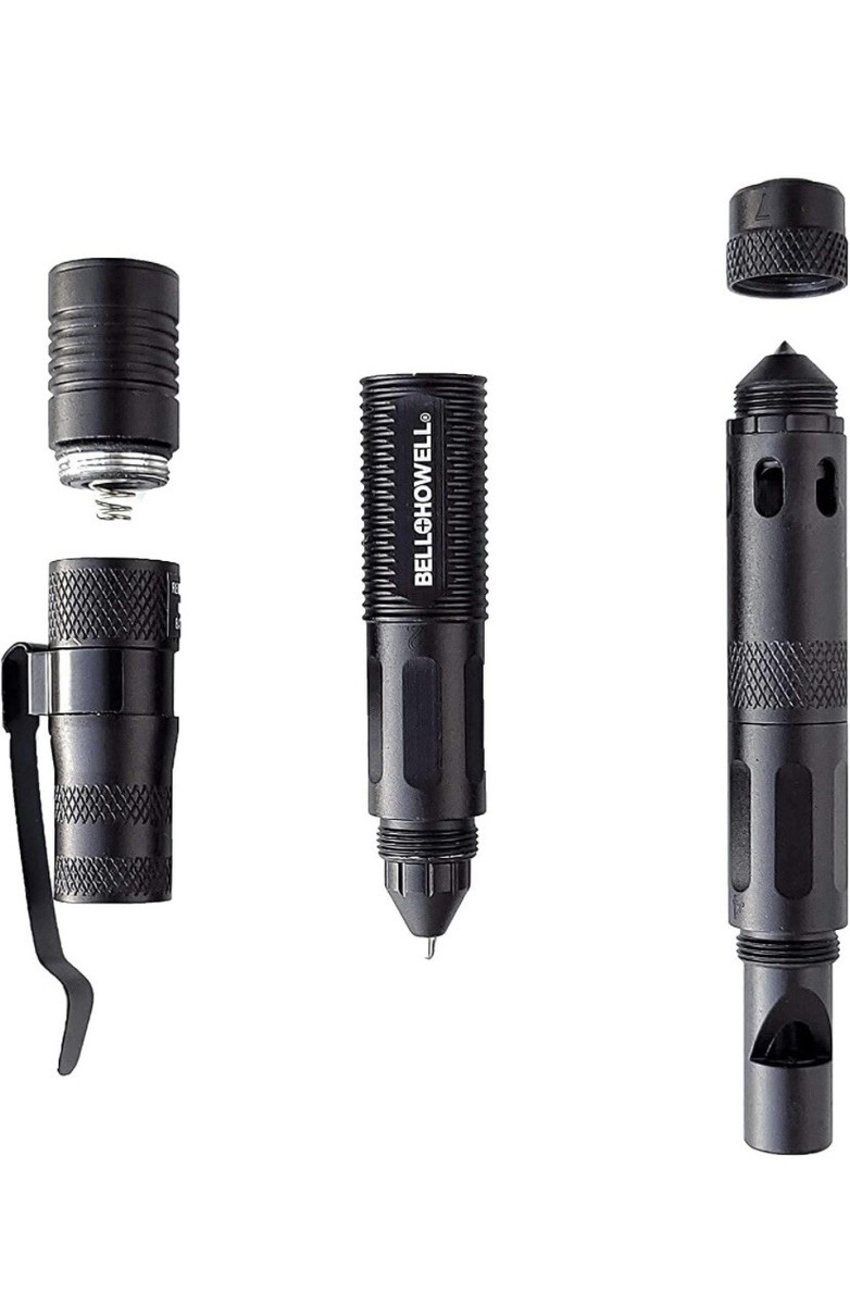 Multifunction Tac Pen Flashlight 9 in 1 Tool Kit Camping Compact