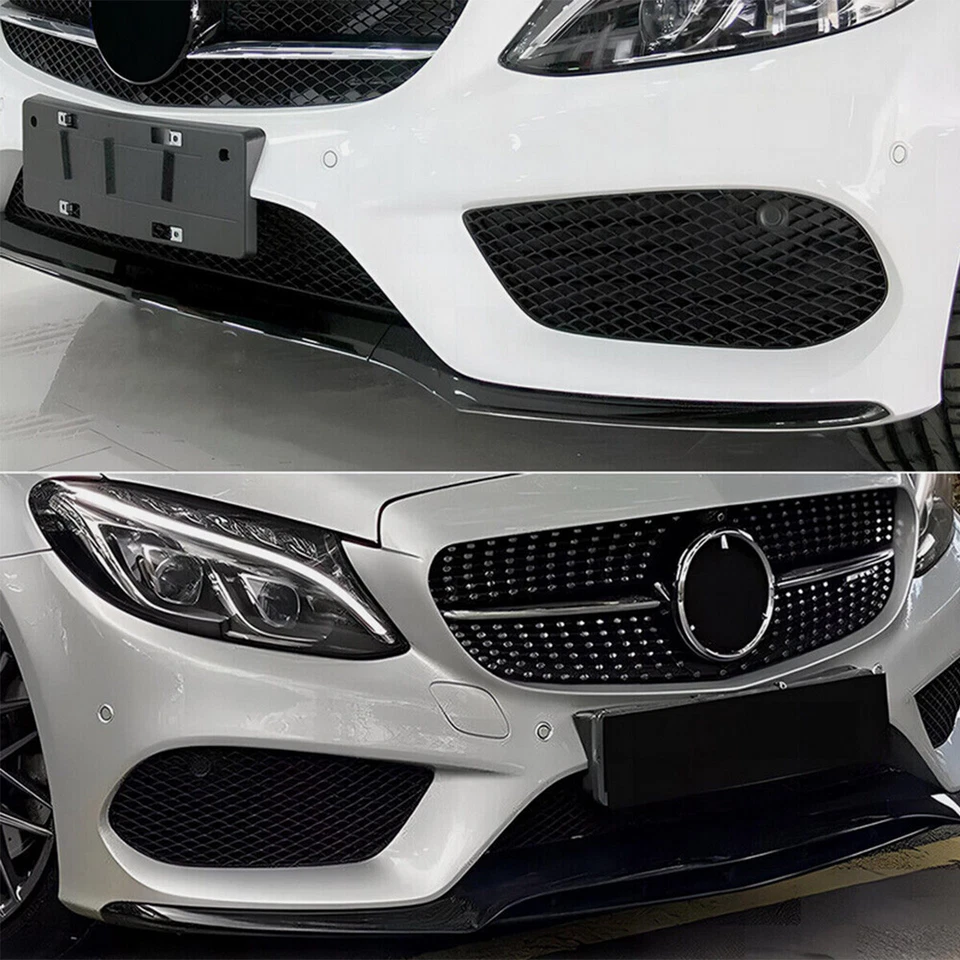 Gloss Black Front Bumper Molding Trim For Mercedes-Benz W205 C300 C400 2015-2018 Foto 4 de 4