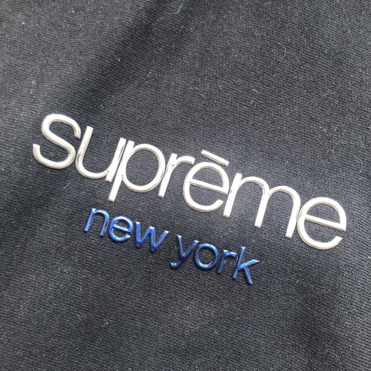 SUPREME NY CLASSIC CHROME Embossed LOGO HOODIE Black - XL - Used Good  Condition