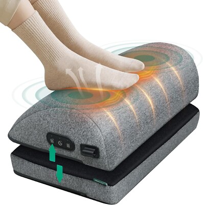 Snailax Foot Rest Heated Vibration Massage, Adjustable Height, Feet Warmer, Gray
