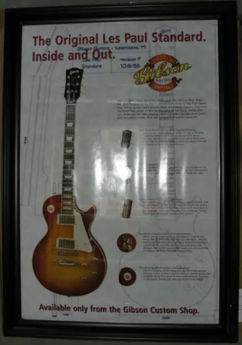 🖤 2003 Gibson Custom Shop Les Paul Historic Reissue Framed Poster 24x36 Promo