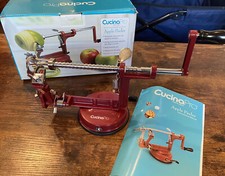 Cucina Pro Red Enamel Apple Peeler Spiralizer W/ Suction Base