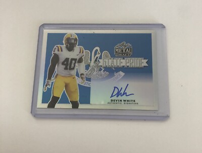 DEVIN WHITE 2019 LEAF METAL DRAFT PURPLE WAVE AUTO LSU TIGERS ROOKIE CARD